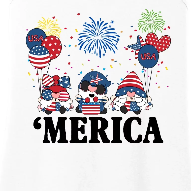 Merica Gnome 4th Of July Celebration Ladies Essential Tank