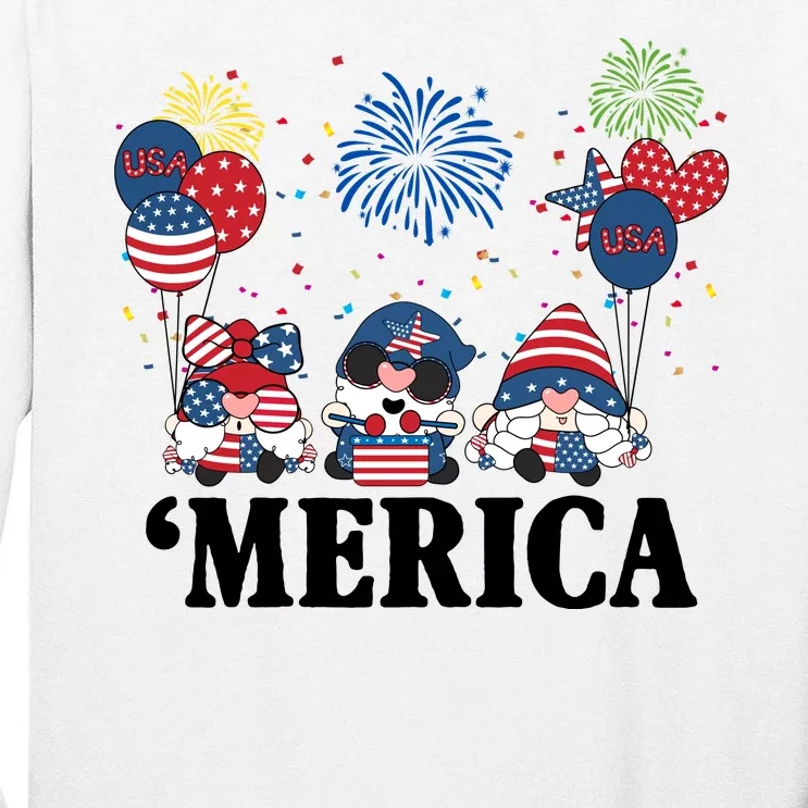 Merica Gnome 4th Of July Celebration Tall Long Sleeve T-Shirt