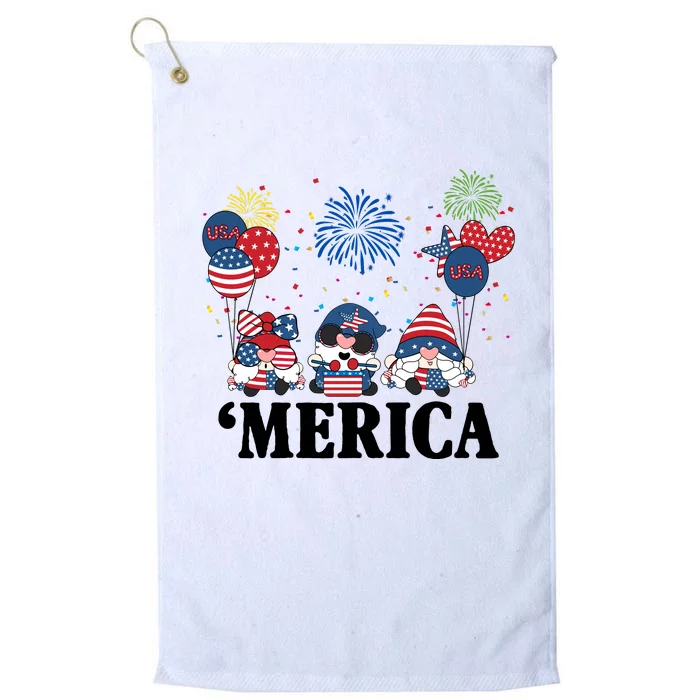 Merica Gnome 4th Of July Celebration Platinum Collection Golf Towel