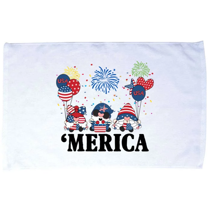 Merica Gnome 4th Of July Celebration Microfiber Hand Towel