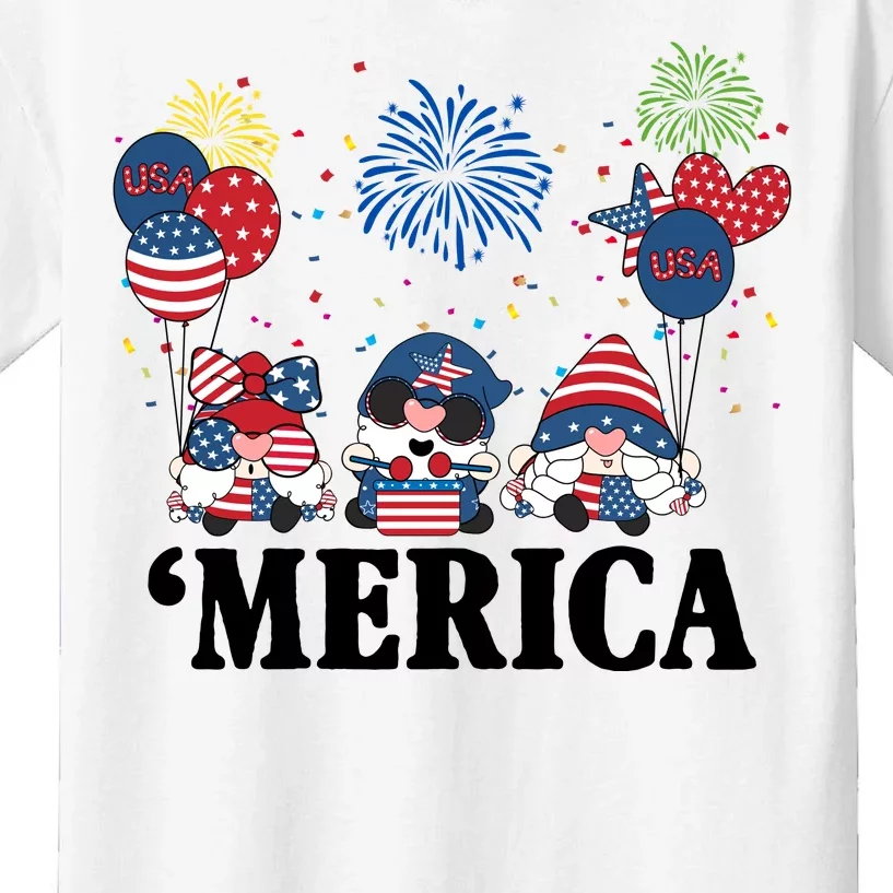 Merica Gnome 4th Of July Celebration Kids T-Shirt