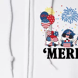 Merica Gnome 4th Of July Celebration Full Zip Hoodie