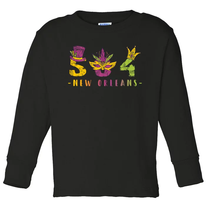 Mardi Gras 504 Nola New Orleans Louisiana La Toddler Long Sleeve Shirt