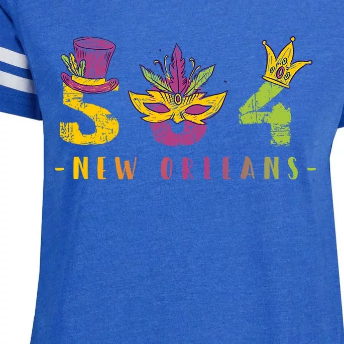 Mardi Gras 504 Nola New Orleans Louisiana La Enza Ladies Jersey Football T-Shirt