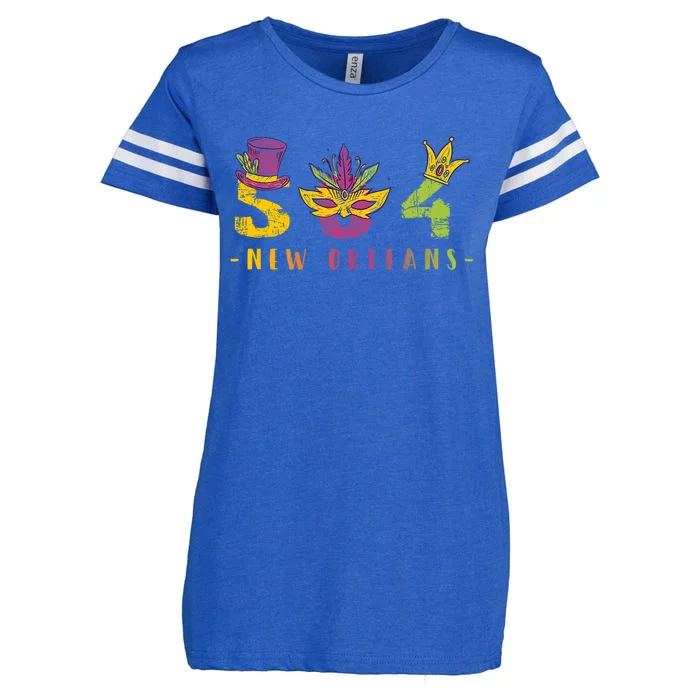 Mardi Gras 504 Nola New Orleans Louisiana La Enza Ladies Jersey Football T-Shirt