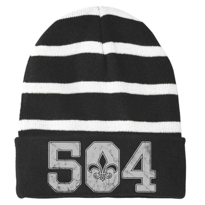 Mardi Gras 504 T Nola New Orleans Louisiana La 2019 Striped Beanie with Solid Band