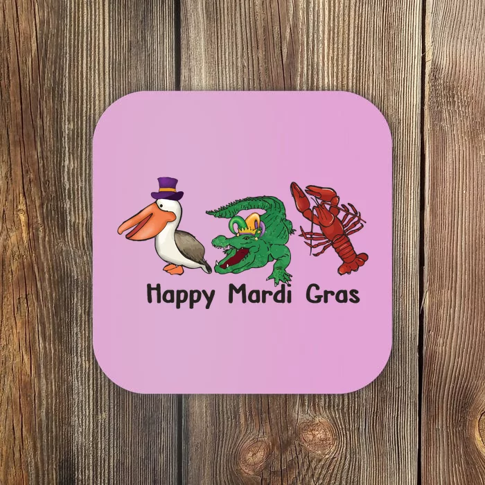 Mardi Gras Alligator Pelican Crawfish Coaster