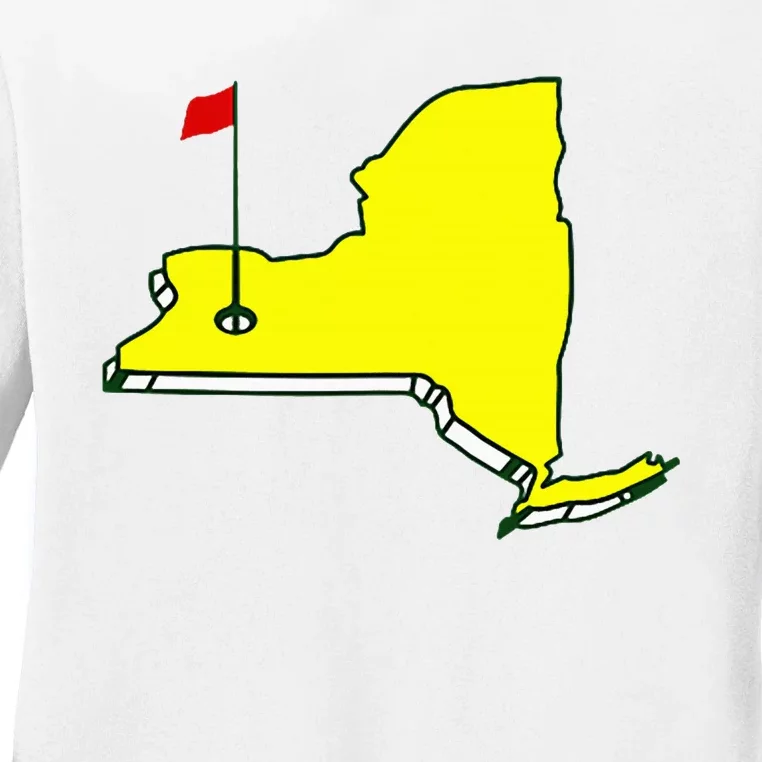 Master Golf Augusta Funny State New York Pocket Ladies Long Sleeve Shirt