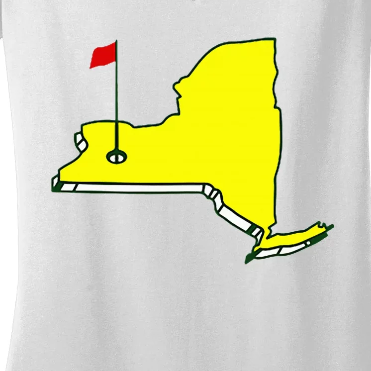 Master Golf Augusta Funny State New York Pocket Women's V-Neck T-Shirt