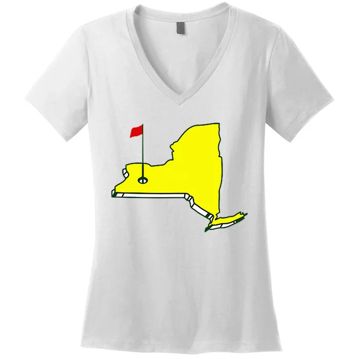 Master Golf Augusta Funny State New York Pocket Women's V-Neck T-Shirt