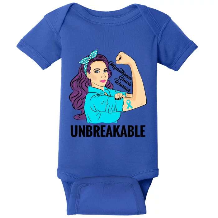 Myasthenia Gravis Awareness Warrior Unbreakable Gift Baby Bodysuit