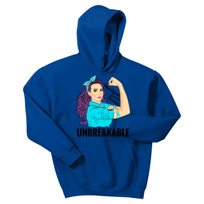 Myasthenia Gravis Awareness Warrior Unbreakable Gift Kids Hoodie