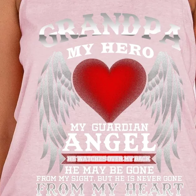 My Guardian Angel Grandpa! Repass In Remembrance Cute Gift Great Gift Women's Knotted Racerback Tank