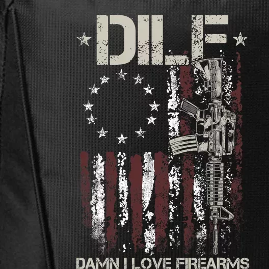 Men Gun American Flag DILF Damn I Love Firearms City Backpack