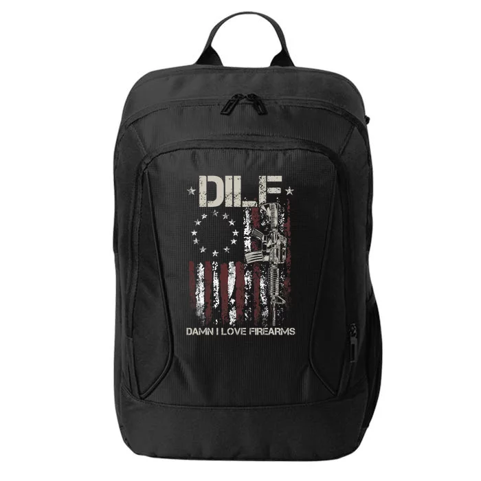 Men Gun American Flag DILF Damn I Love Firearms City Backpack