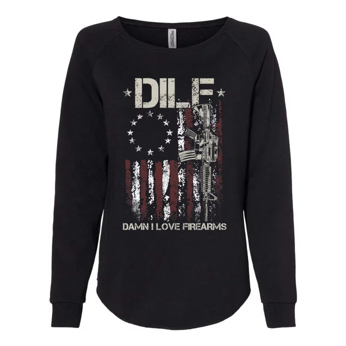 Men Gun American Flag DILF Damn I Love Firearms Womens California Wash Sweatshirt