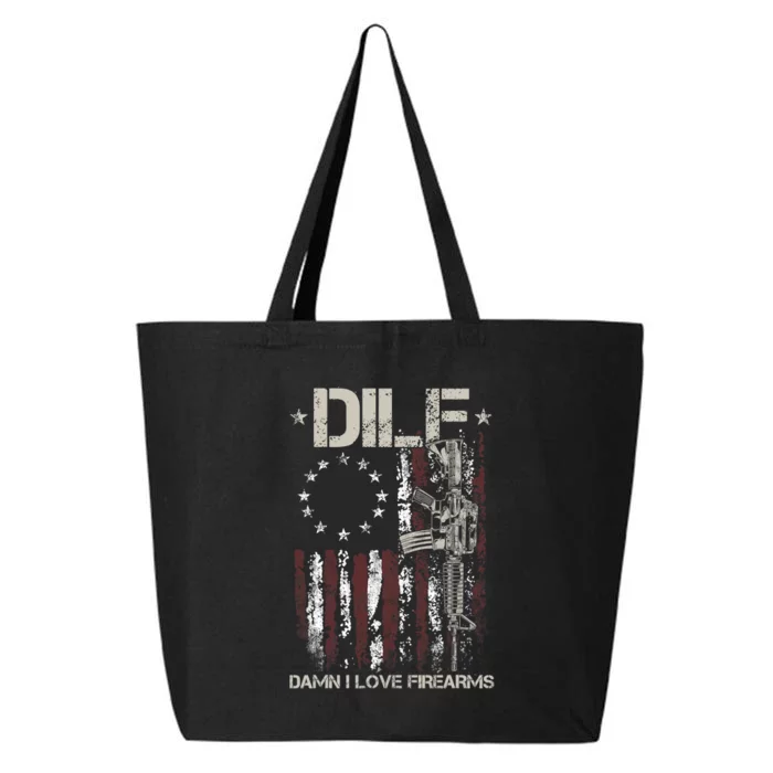 Men Gun American Flag DILF Damn I Love Firearms 25L Jumbo Tote