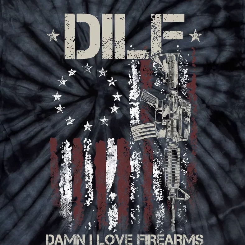 Men Gun American Flag DILF Damn I Love Firearms Tie-Dye T-Shirt