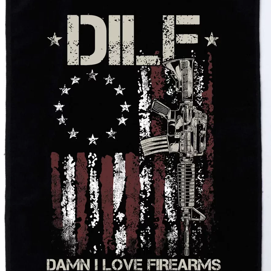 Men Gun American Flag DILF Damn I Love Firearms Platinum Collection Golf Towel