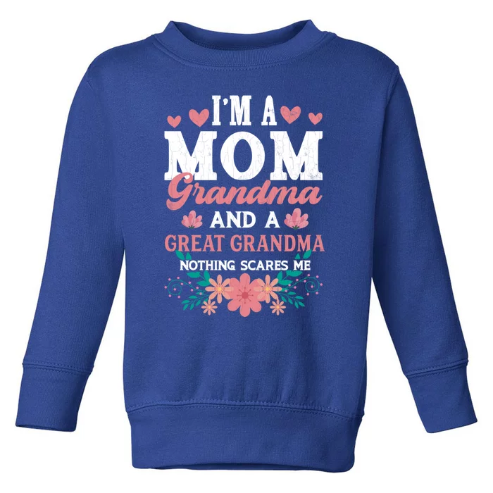 Mom Grandma And Great Grandma Fun Grandmother Nana Graphic Gift Toddler Sweatshirt