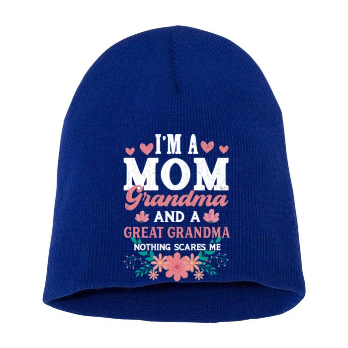 Mom Grandma And Great Grandma Fun Grandmother Nana Graphic Gift Short Acrylic Beanie