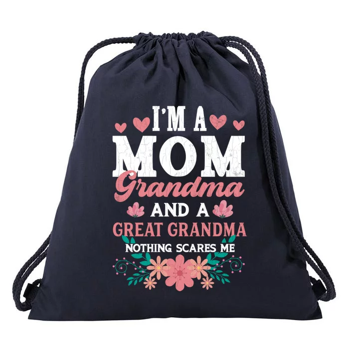 Mom Grandma And Great Grandma Fun Grandmother Nana Graphic Gift Drawstring Bag