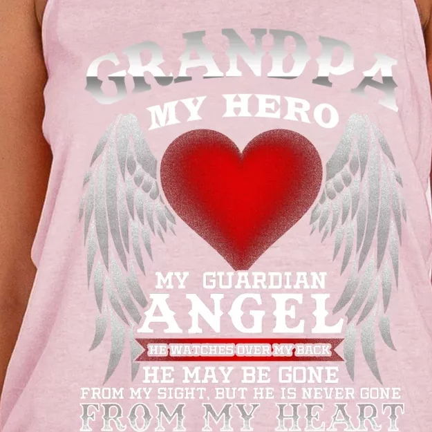 My Guardian Angel Grandpa! Repass In Remembrance Gift Women's Knotted Racerback Tank