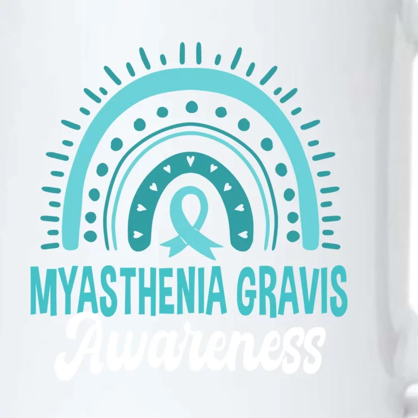 Myasthenia Gravis Awareness Boho Rainbow Wear Teal Ribbon Meaningful Gift Black Color Changing Mug