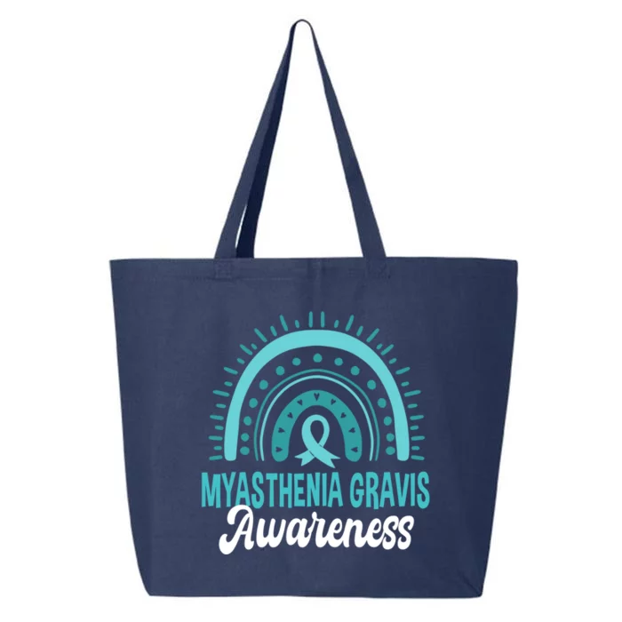 Myasthenia Gravis Awareness Boho Rainbow Wear Teal Ribbon Meaningful Gift 25L Jumbo Tote