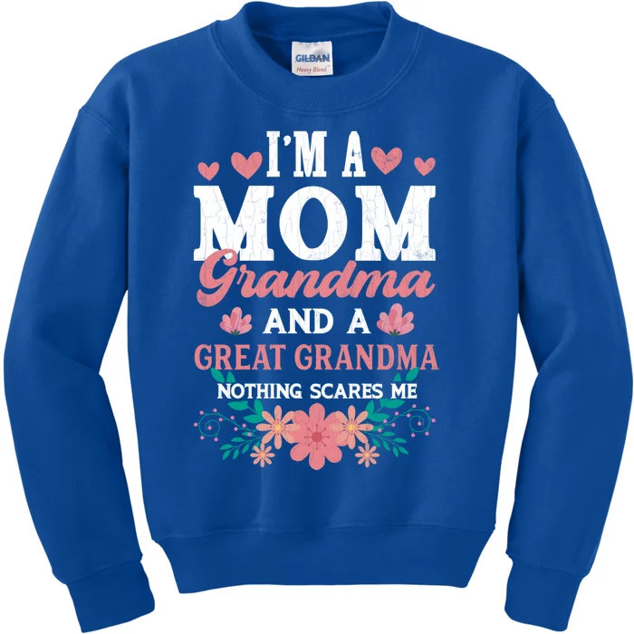 Mom Grandma And Great Grandma Fun Grandmother Nana Graphic Funny Gift Kids Sweatshirt