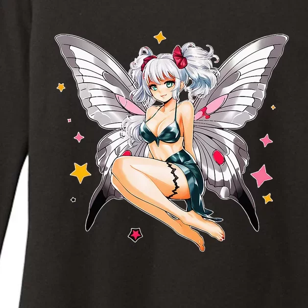 Moth Girl Anime Cute Giant Monster Kawaii Anime Womens CVC Long Sleeve Shirt