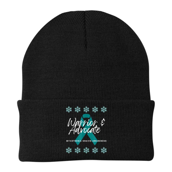 Myasthenia Gravis Awareness Teal Ribbon Warrior Advocate Knit Cap Winter Beanie