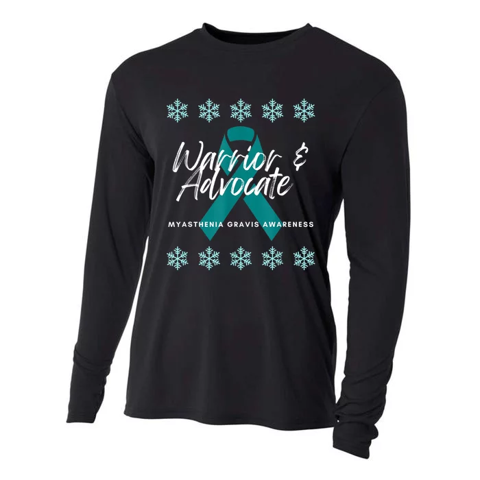 Myasthenia Gravis Awareness Teal Ribbon Warrior Advocate Cooling Performance Long Sleeve Crew