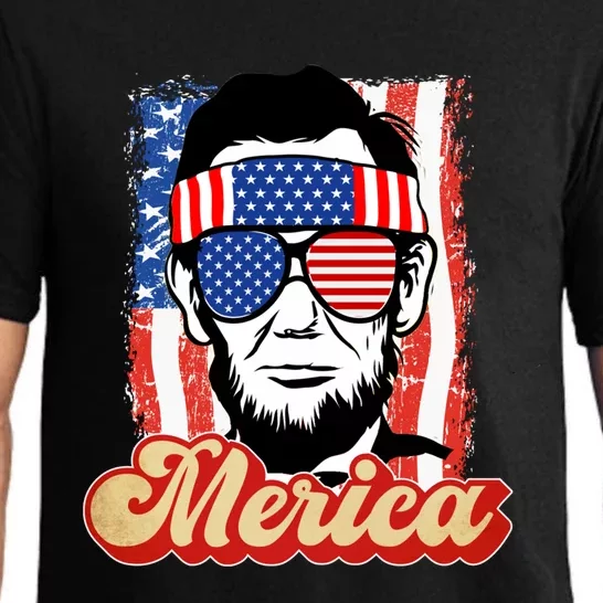 Merica Gift Ann Arbor Trump Lincoln 4th Of July Merica Great Gift Pajama Set