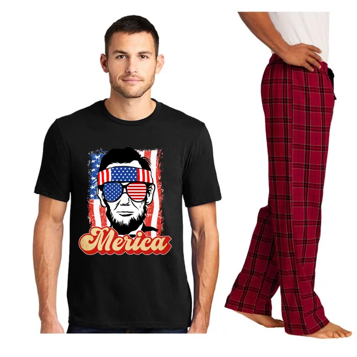 Merica Gift Ann Arbor Trump Lincoln 4th Of July Merica Great Gift Pajama Set