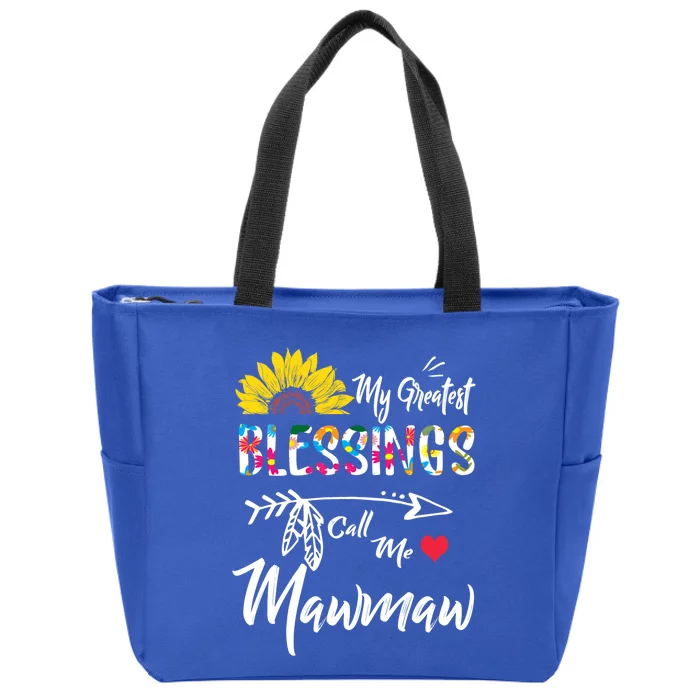 My Greatest Blessings Call Me Mawmaw Sunflower Gift Zip Tote Bag