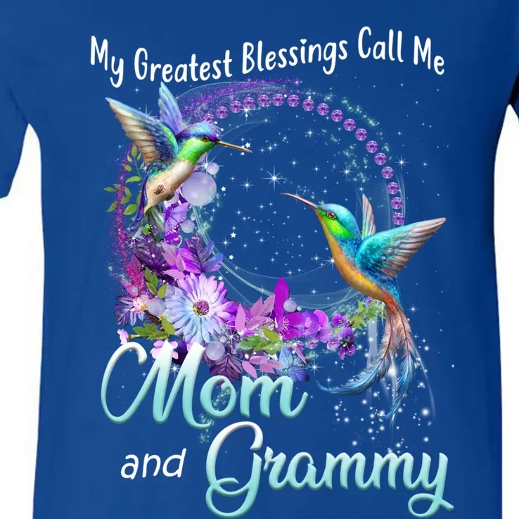 My Greatest Blessings Call Me Mom And Grammy Hummingbird Great Gift V-Neck T-Shirt