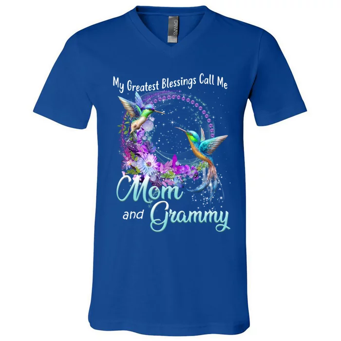 My Greatest Blessings Call Me Mom And Grammy Hummingbird Great Gift V-Neck T-Shirt