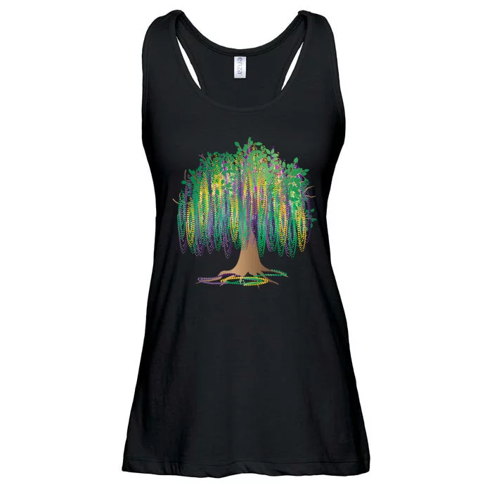 Mardi Gras Bead Tree Celebration Ladies Essential Flowy Tank