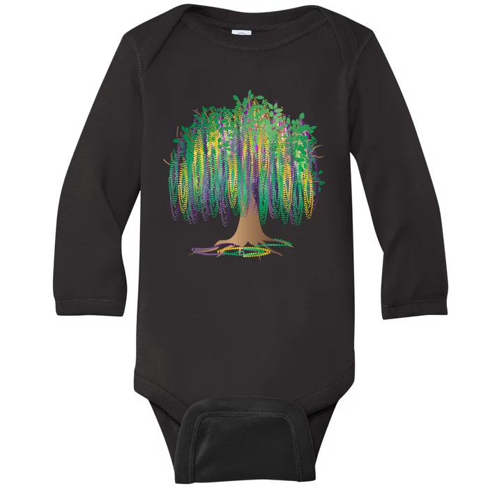 Mardi Gras Bead Tree Celebration Baby Long Sleeve Bodysuit