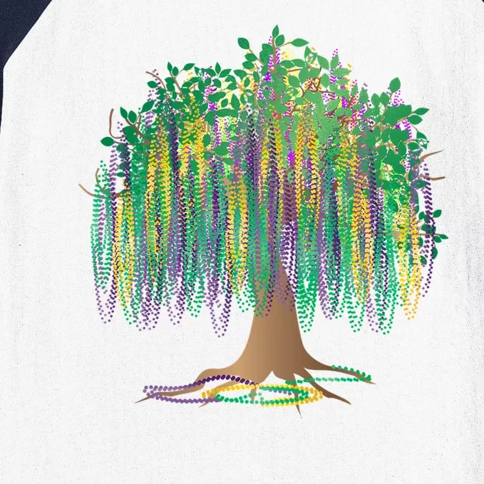 Mardi Gras Bead Tree Celebration Baseball Sleeve Shirt