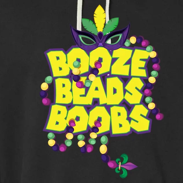 Mardi Gras Booze Beads Boobs Celebration Garment-Dyed Fleece Hoodie