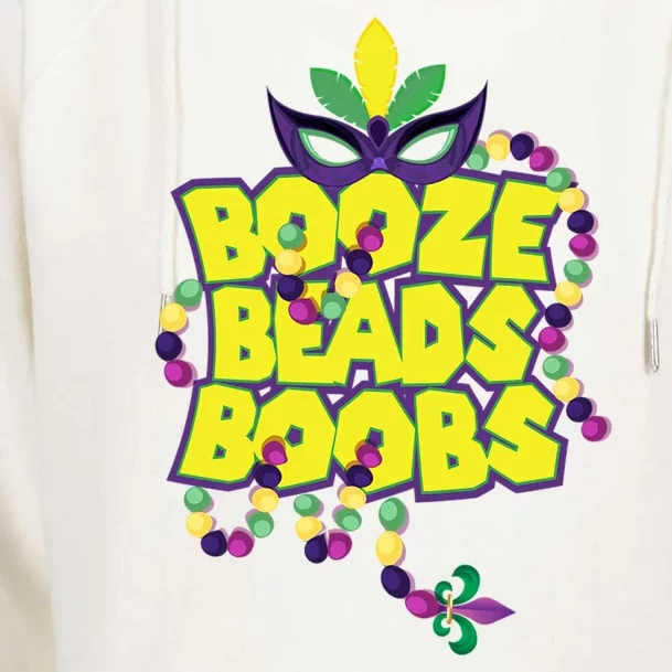 Mardi Gras Booze Beads Boobs Celebration Womens Funnel Neck Pullover Hood