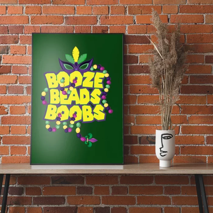 Mardi Gras Booze Beads Boobs Celebration Poster