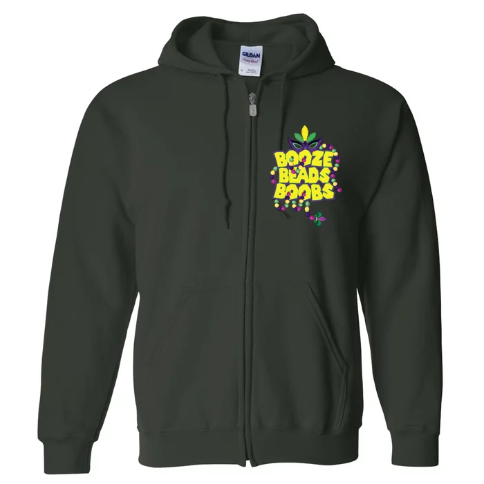 Mardi Gras Booze Beads Boobs Celebration Full Zip Hoodie