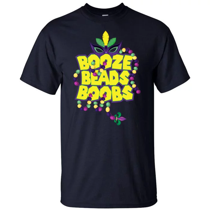 Mardi Gras Booze Beads Boobs Celebration Tall T-Shirt