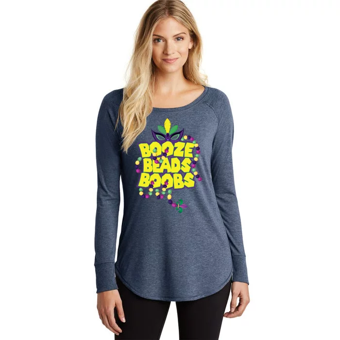 Mardi Gras Booze Beads Boobs Celebration Women's Perfect Tri Tunic Long Sleeve Shirt