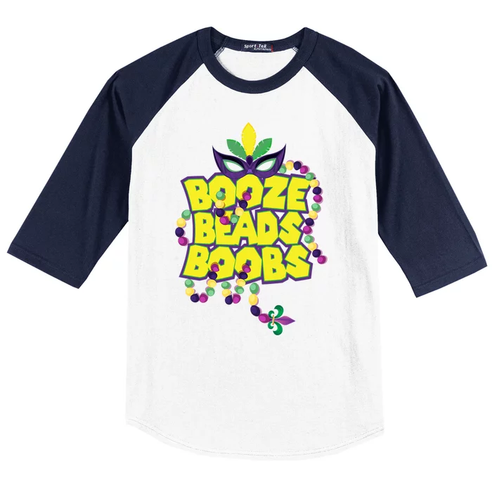 Mardi Gras Booze Beads Boobs Celebration Baseball Sleeve Shirt