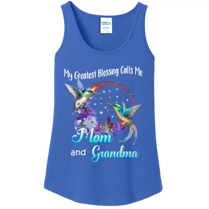 My Greatest Blessing Calls Me Mom And Grandma Hummingbird Funny Gift Ladies Essential Tank