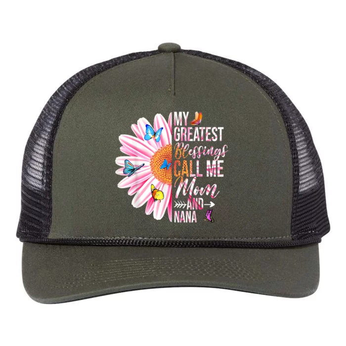 My Greatest Blessings Call Me Mom And Nana Happy Mother Day Gift Retro Rope Trucker Hat Cap